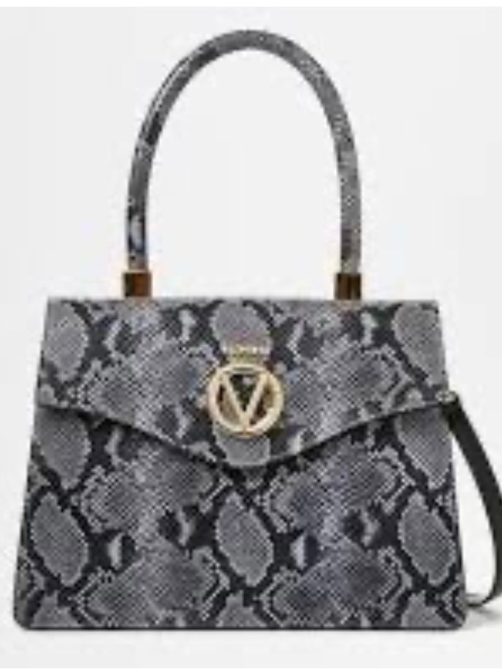 Mario Valentíno Python print Top Handle Bag with Gold Accent